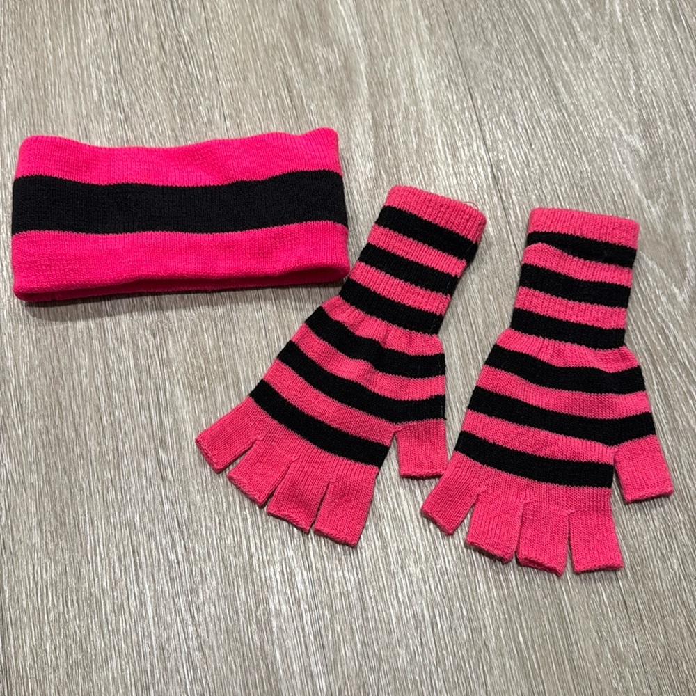Girls fingerless glove and headband set